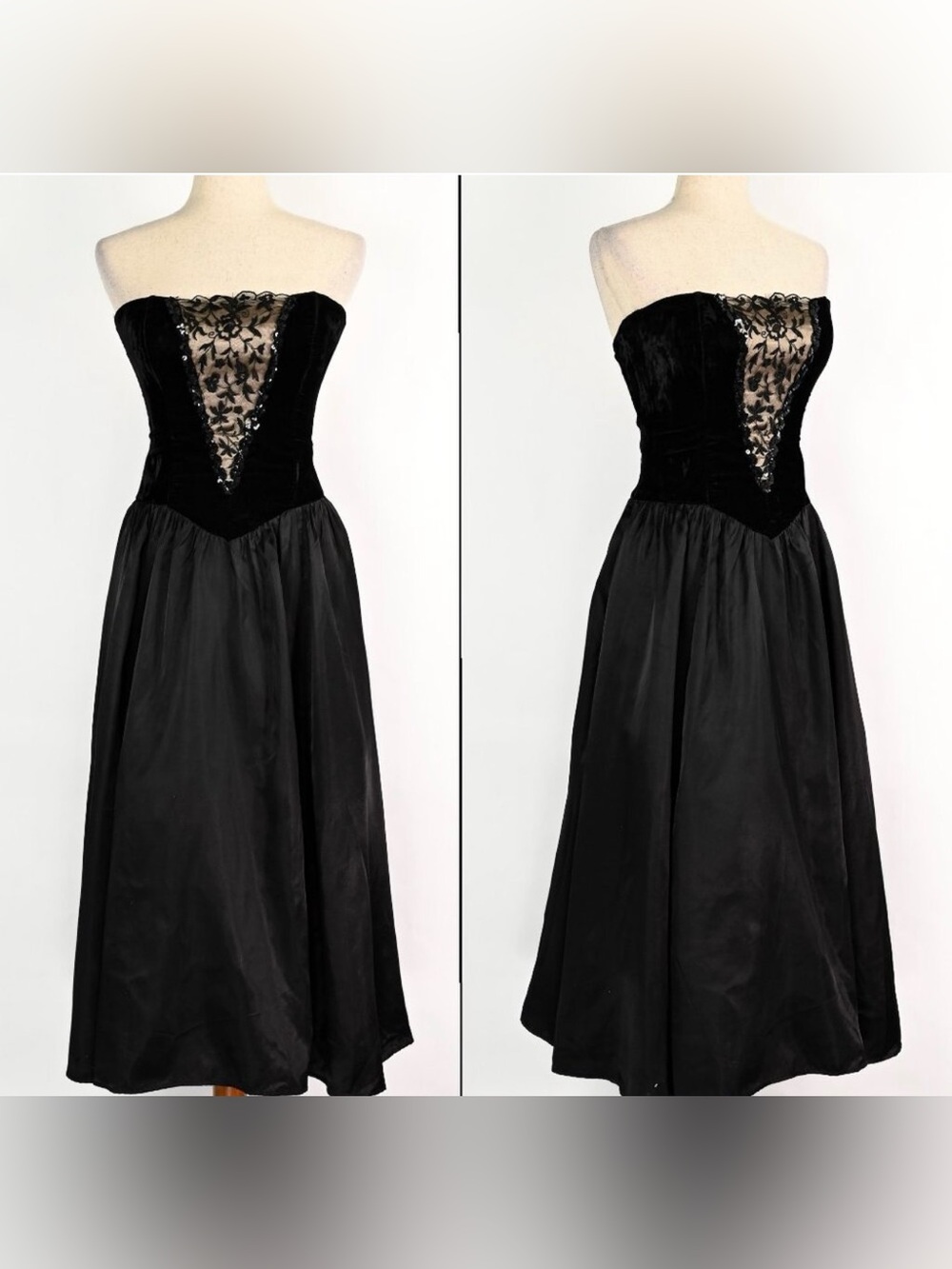 VINTAGE 80s Gunne Sax by Jessica McClintock Strapless Dress XS *flawed*